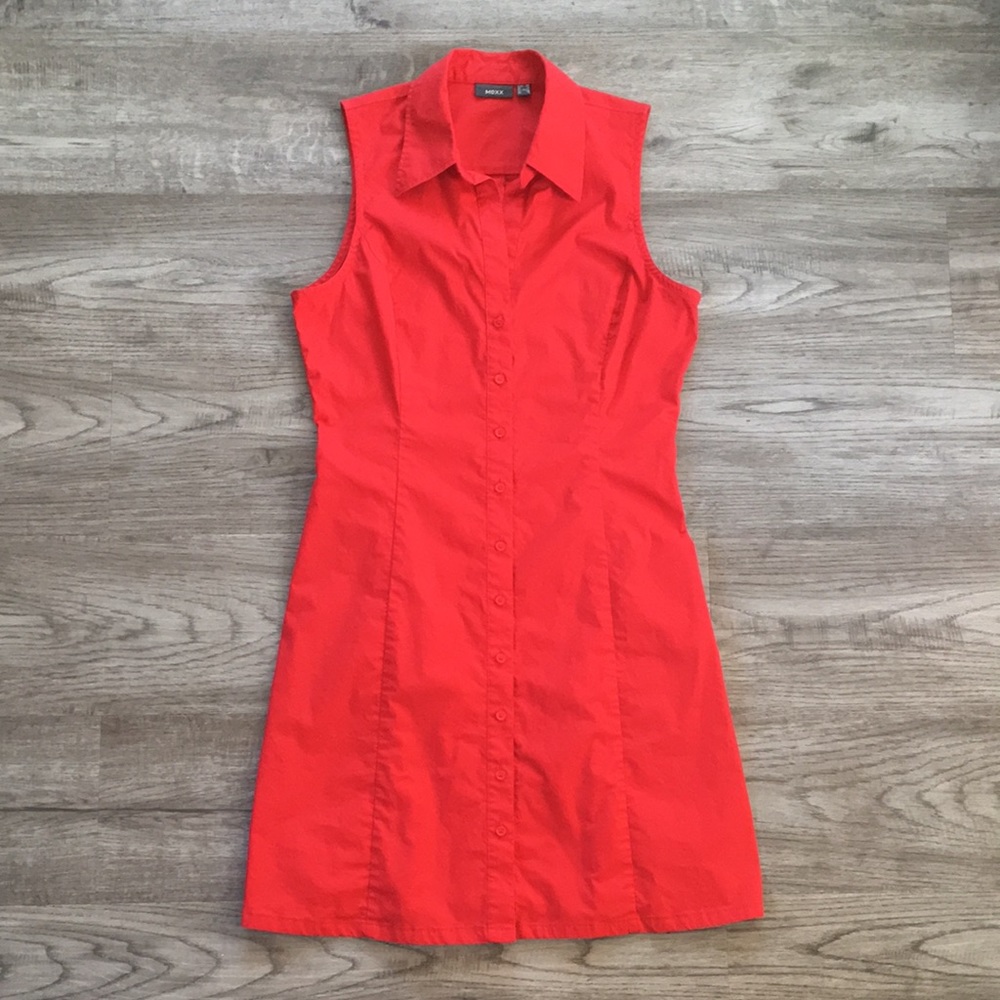 Mexx - Sleeveless Collared Cotton Dress - Red
